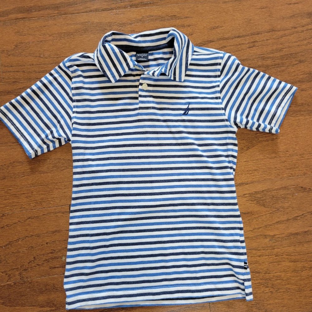 Blue/White Striped Nautica Polo - 8